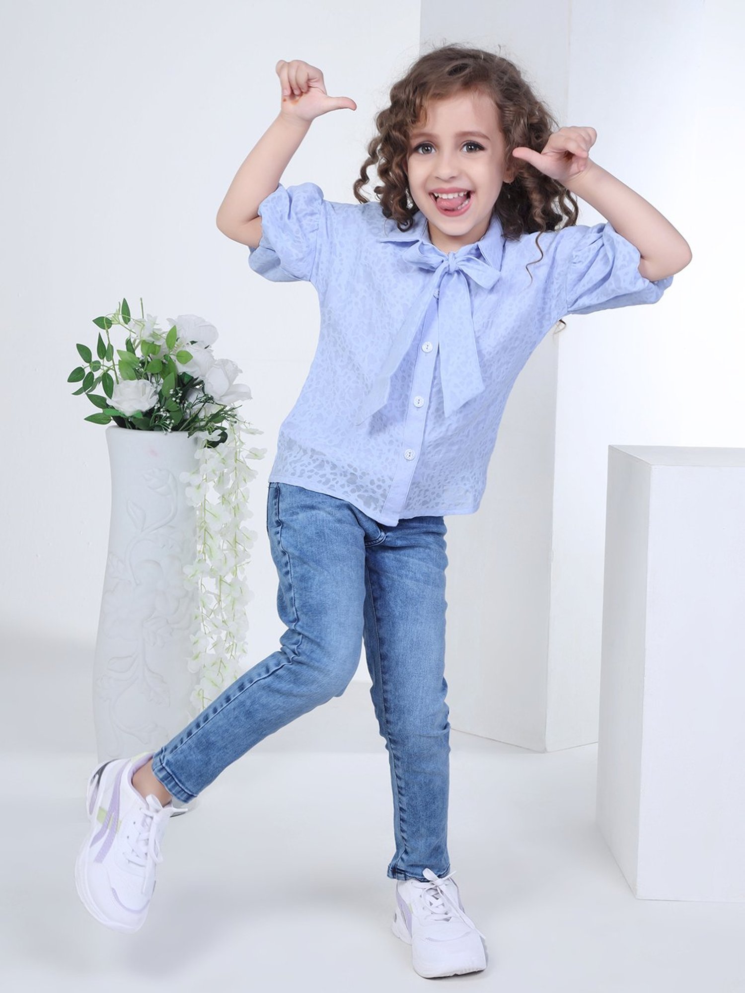 Peppermint Kids Blue Printed Shirt