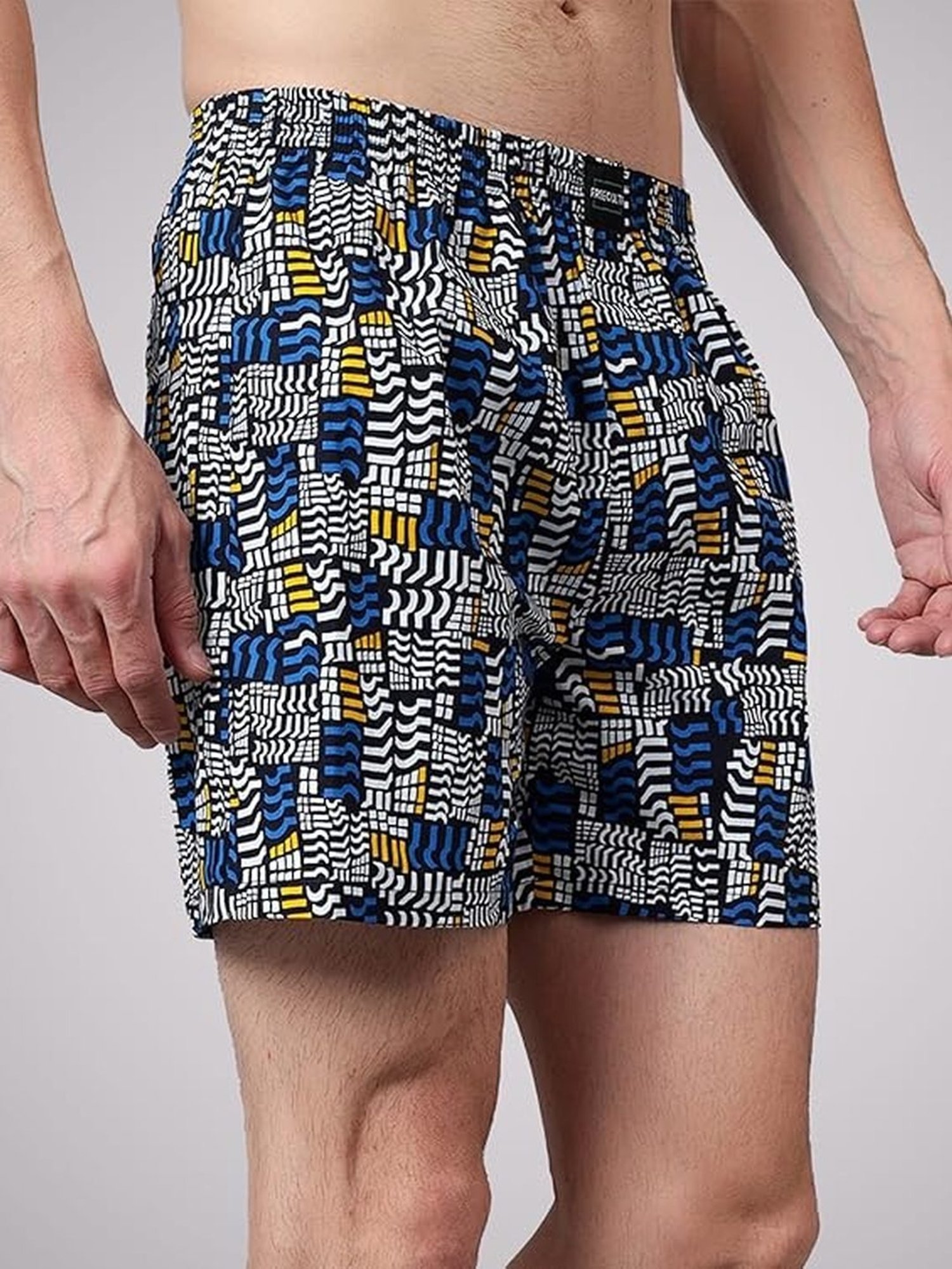 Freecultr Black & Bits Marine Cotton Regular Fit Printed Lounge Shorts - Pack Of 2