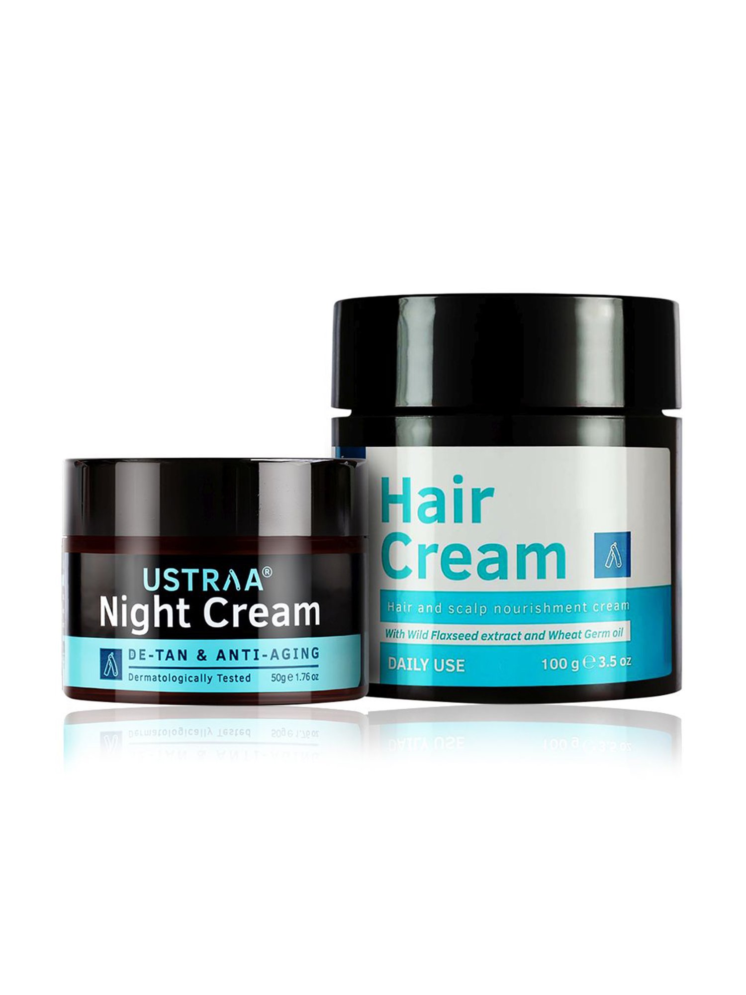 Ustraa Night Cream - De-tan and Anti-aging - 50 gm & Daily Use Hair Cream - 100 gm