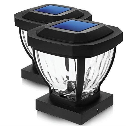 home zone security solar post cap lights  decorative glass led outdoor 4x4 3.5 x 3.5 in. post lights, black