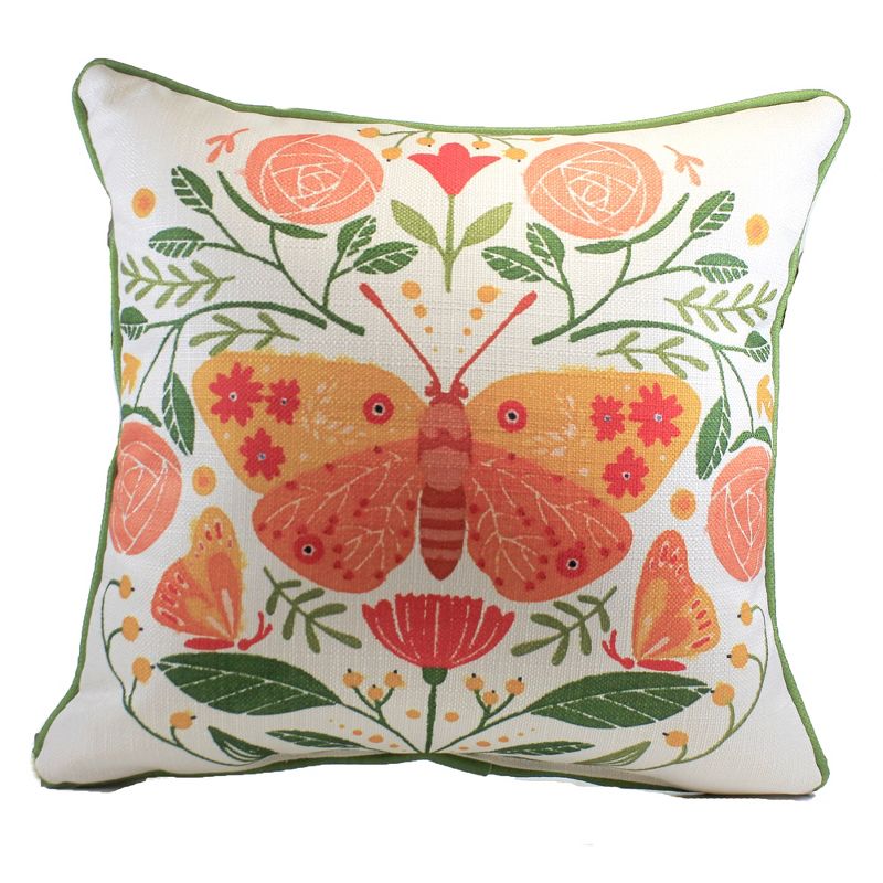 Home Decor 17.0" Butterfly Cluster Pillow Spring Flowers  -  Decorative Pillow