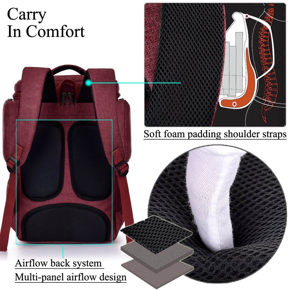 SOCKO Laptop Backpack , Multifunctional Unisex Luggage & Travel Bags Knapsack,rucksack Backpack Hiking Bags Students School Shoulder Backpacks Fits Up to 17.3 Inch Laptop Macbook Computer,Red