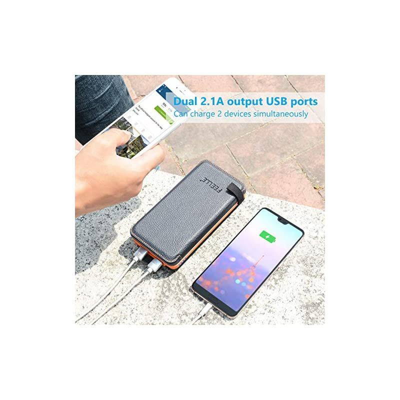Solar Charger 24000mAh  Solar Power Bank with 2 USB Ports Waterproof Portable External Battery Compatible with Smartphones Tablets and More