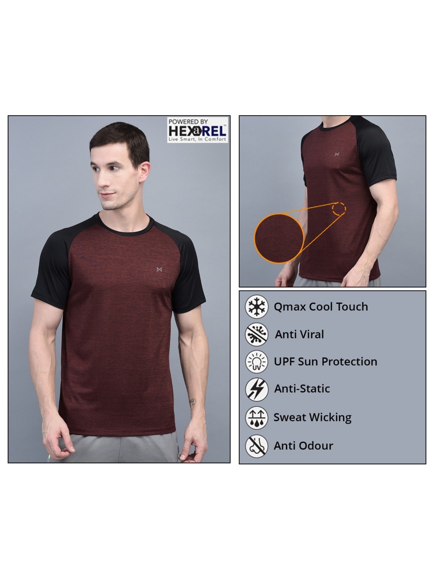 Force NXT Multicolored Regular Fit Colour Block Sports T-Shirt - Pack Of 3