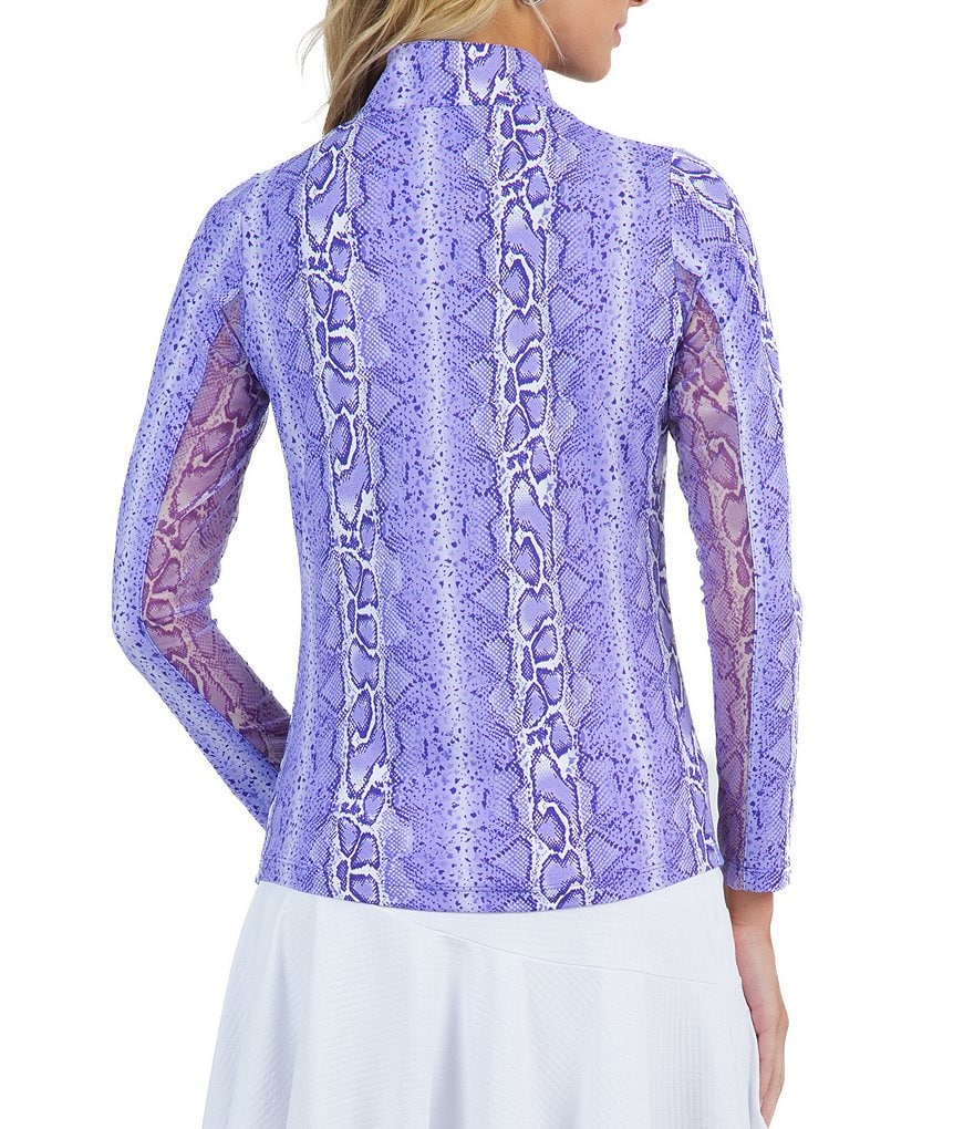 IBKUL Kimmy Print Long Sleeve Mock Neck Active Top