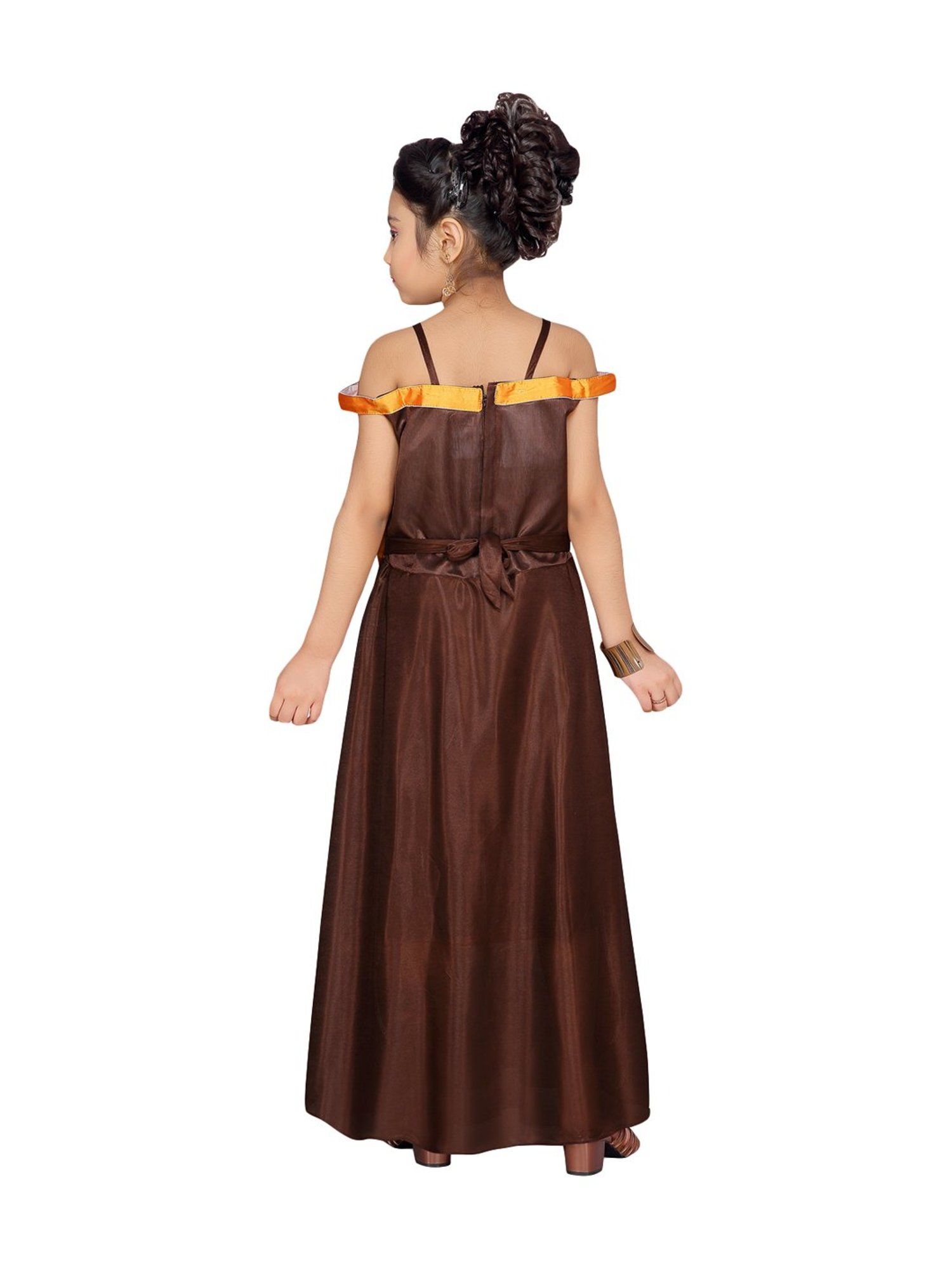 Aarika Kids Coffee Applique Pattern Gown
