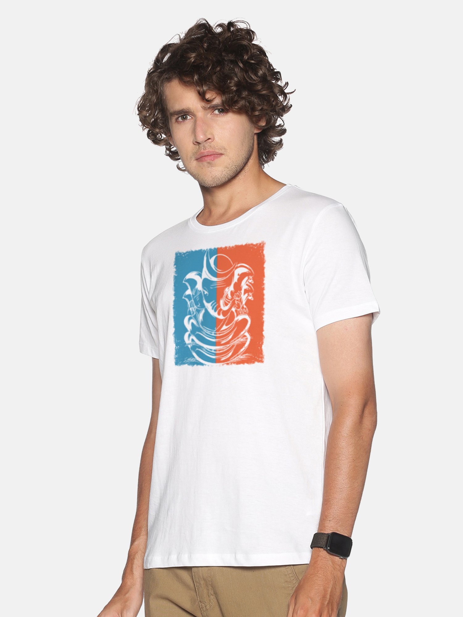 BLACK RADIO White Slim Fit Printed Cotton Crew T-Shirt