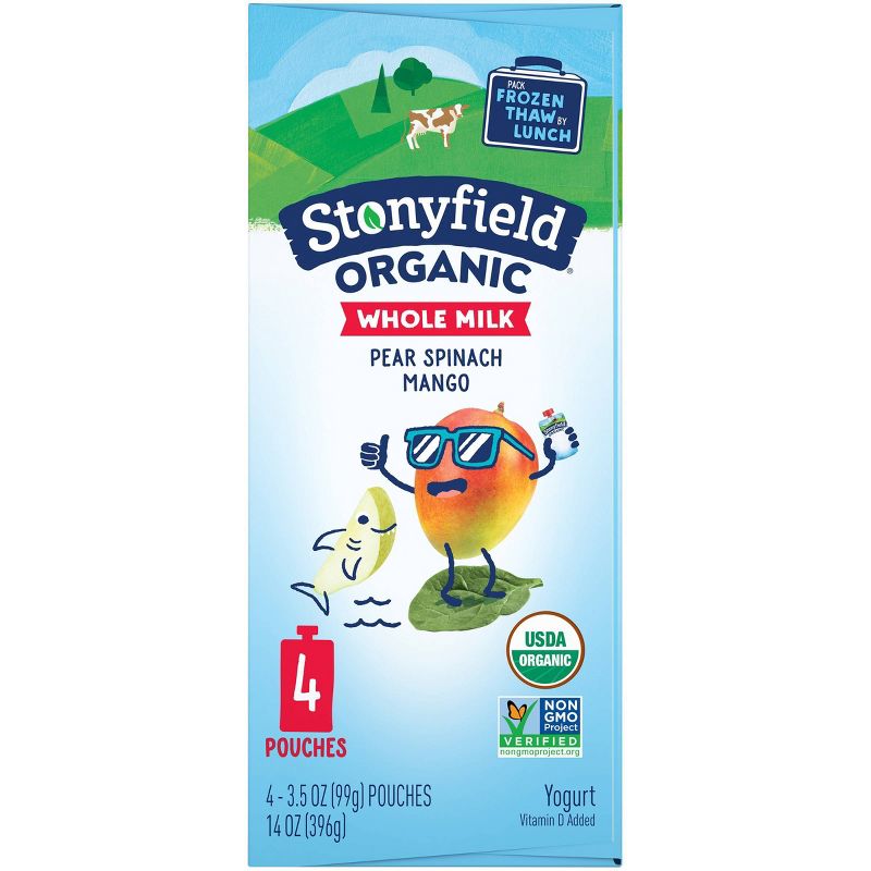 Stonyfield Organic Whole Milk Pear Spinach Mango Kids' Yogurt Pouches - 4pk/3.5oz
