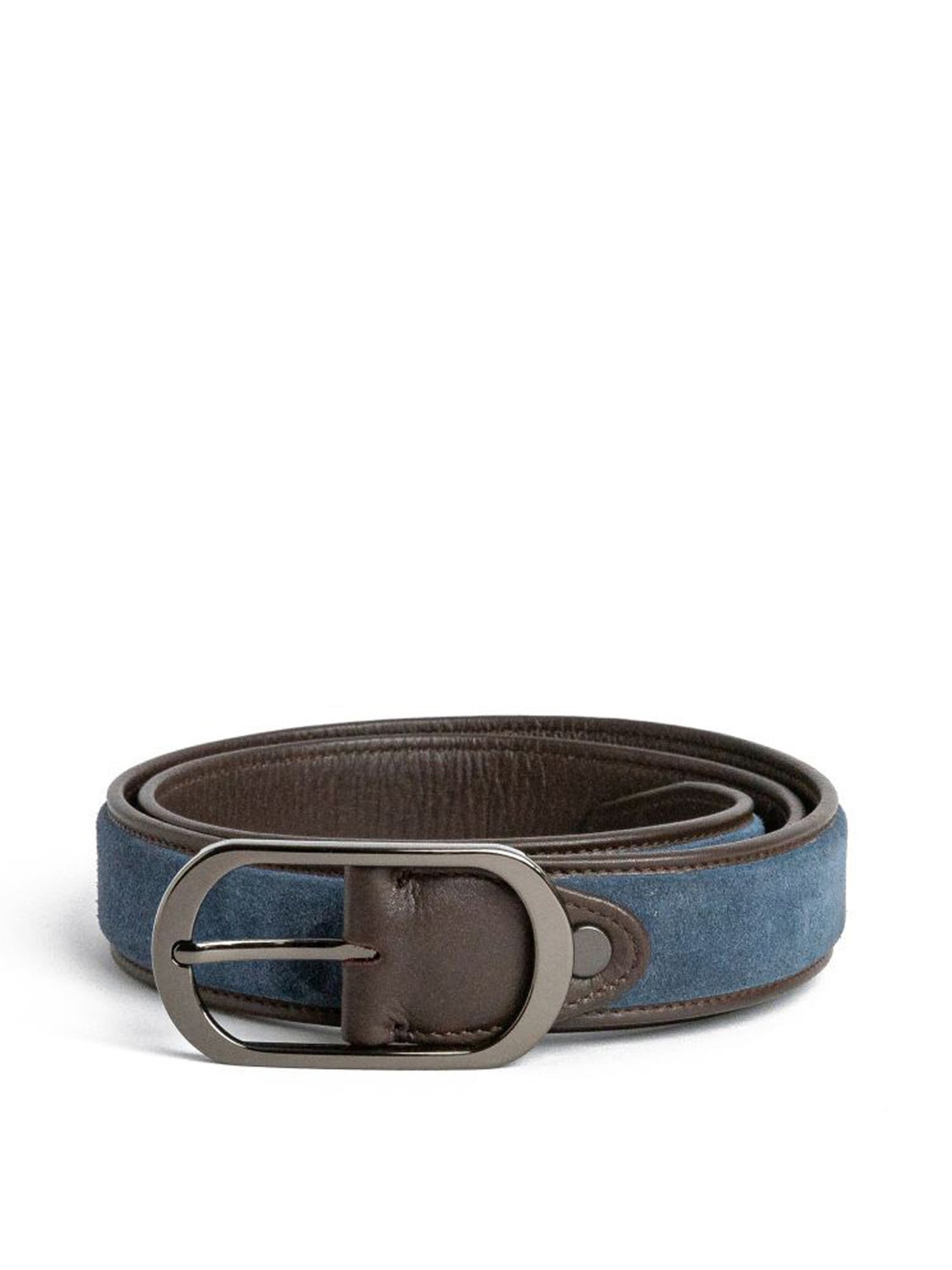 James Aston Marcello Ultimo Blue & Dark Brown Leather Solid Reversible Belt