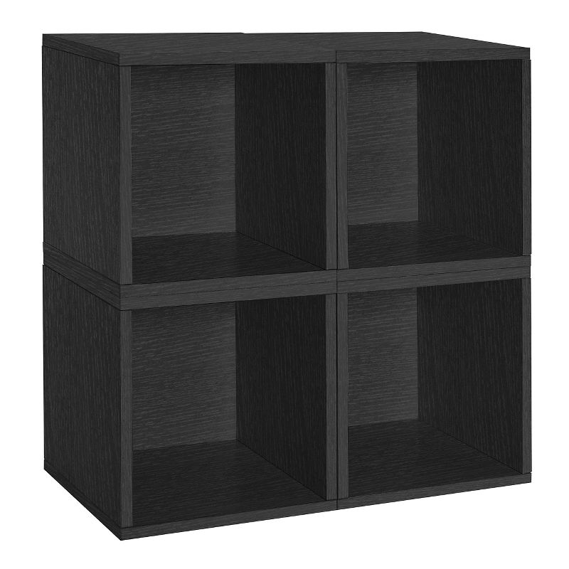 Way Basics Eco Stackable Vinyl Record Storage Cube Black Wood Grain