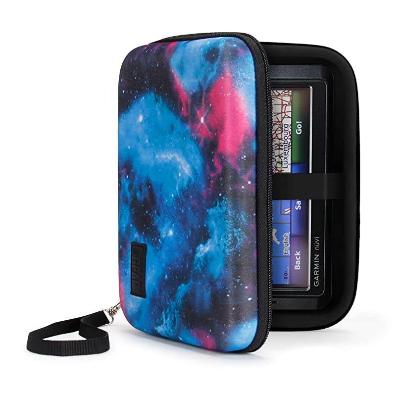 Hard Shell Electronic Organizer Travel Case 7.5 Inch with Weather Resistant Exterior and Large Mesh Accessory Pocket - Compatible with Garmin GPS, Chargers, and More Electronics - Galaxy