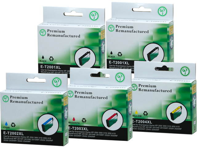 Green Project E-T200XL(5PK) Black and Colors Compatible Epson E-T200XL Ink Cartridge 5 Pack