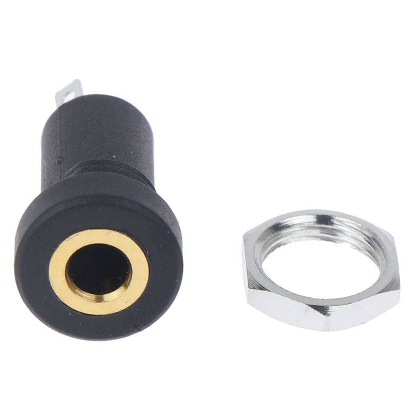 3.5MM Audio Jack Socket 3 Pole Black Stereo Solder Panel Mount Gold With Nuts