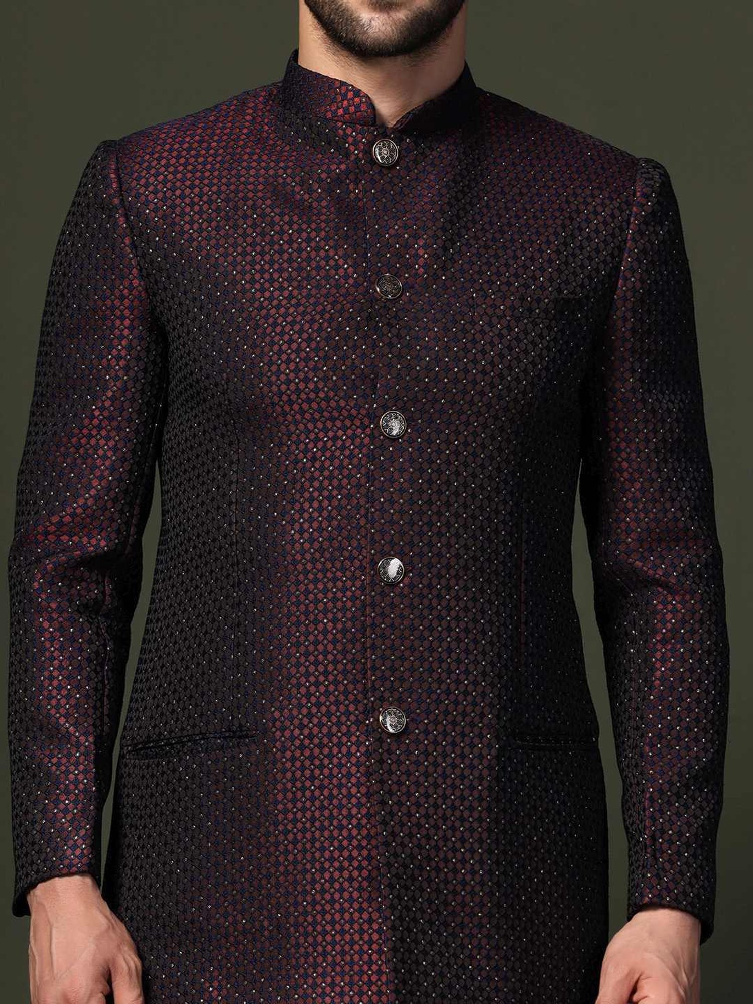 Kisah Pink Regular Fit Embellished Ethnic Blazer