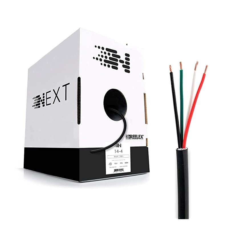144 Speaker Wire 14 AWGGauge 4 Conductor UL Listed in Wall CL2CL3 and OutdoorIn Ground Direct Burial Rated OxygenFree Copper OFC 500 Foot Bulk Cable Pull Box Black