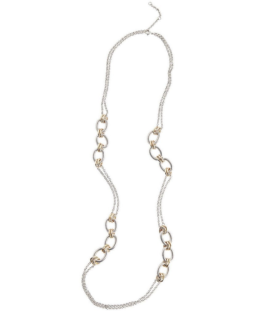Ming Wang Two-Tone Link Long Necklace