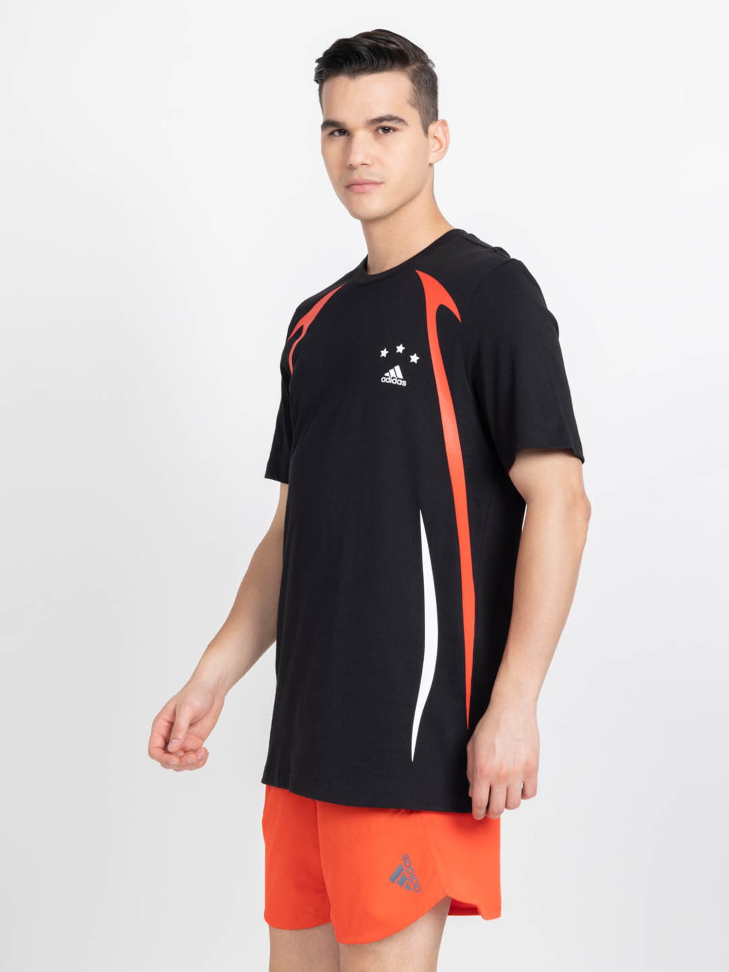 Adidas Black Regular Fit Printed Sports T-Shirt
