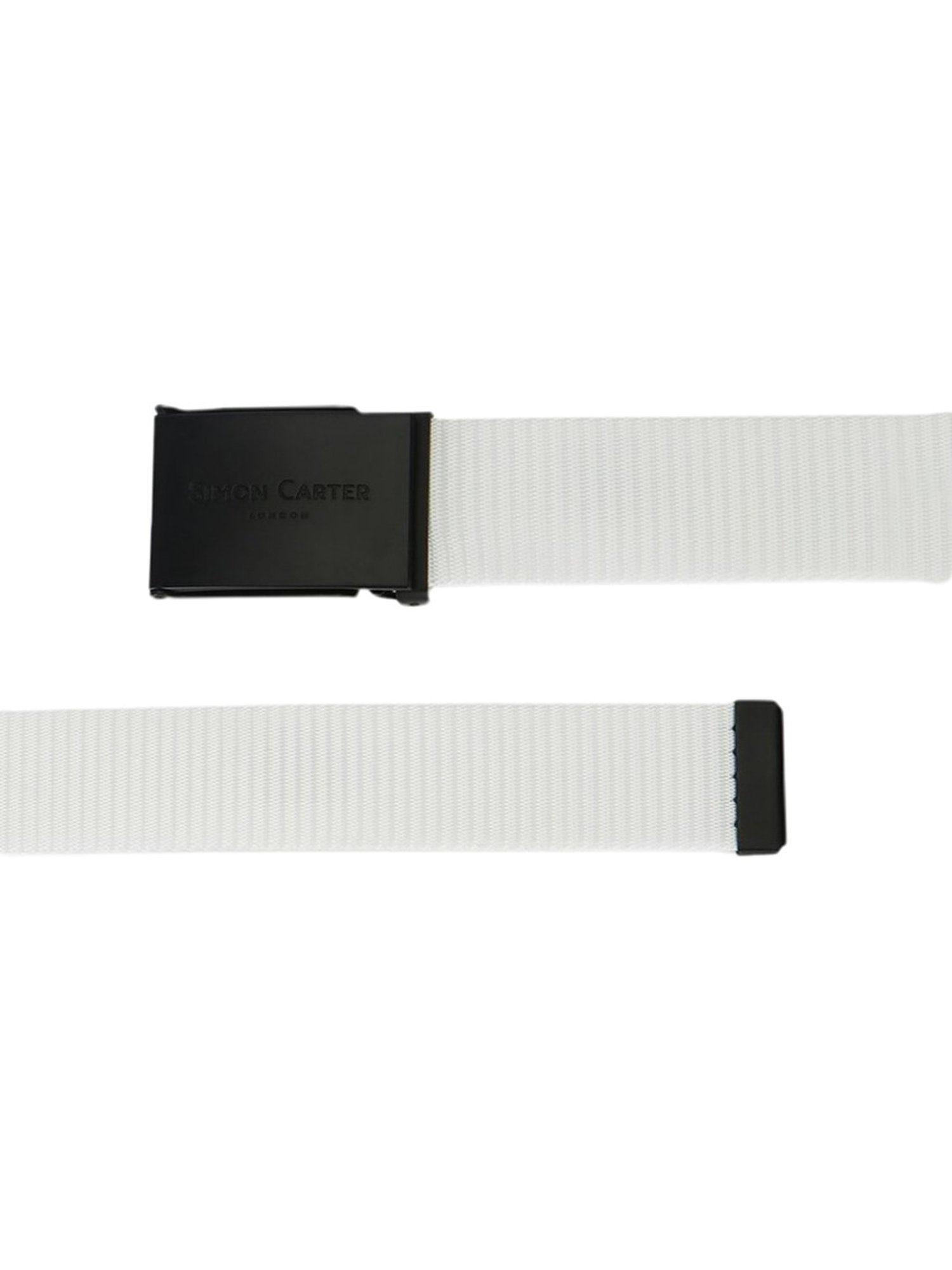 Simon Carter White Leather Textured Casual Belt for Men