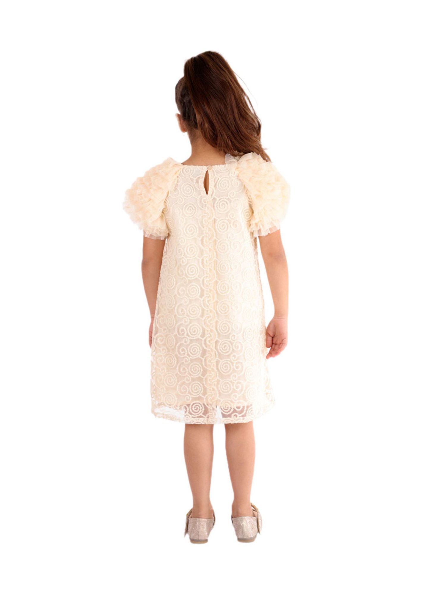 KidsDew Kids Beige Embroidered Dress