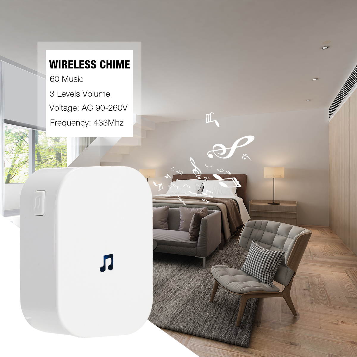 FirstPower 1080P Wireless WiFi Video Doorbell Smart Door Intercom Security Camera Bell Black