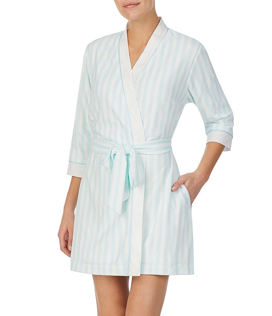 PJ Salvage Solid Ribbed Knit Long Wrap Robe
