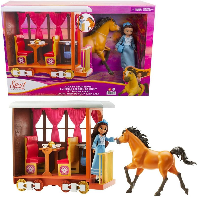 Spirit Untamed Lucky's Train Home Playset with Lucky Doll, Train & Figure Set