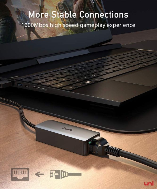 Ethernet Adapter, USB 3.0 to 10/100/1000 Gigabit Ethernet LAN Network Adapter, Driver Free RJ45 Internet Adapter Compatible for MacBook, Surface Pro, Notebook PC with Windows7/8/10, XP, Vista, Mac