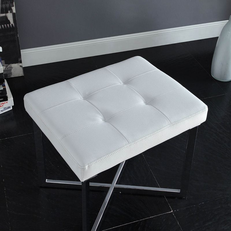 Julia Vanity Bench White/Chrome - Carolina Chair & Table