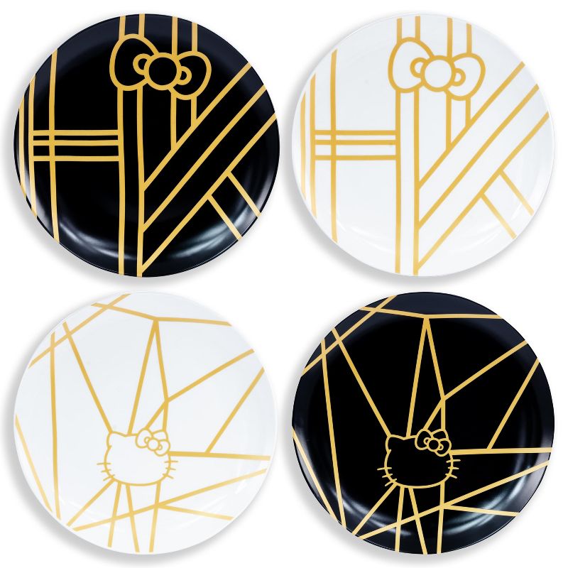 Seven20 Hello Kitty Panache Black & Gold 4 Piece Dinner Plate Set