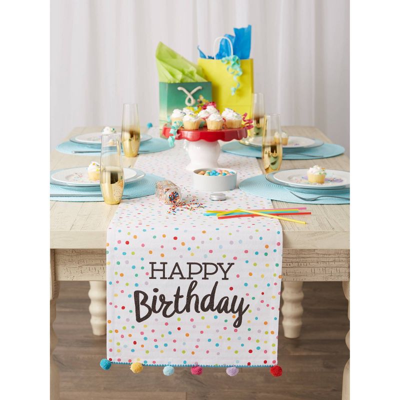 108" x 14" Cotton Happy Birthday Kitchen Table Runner - Design Imports