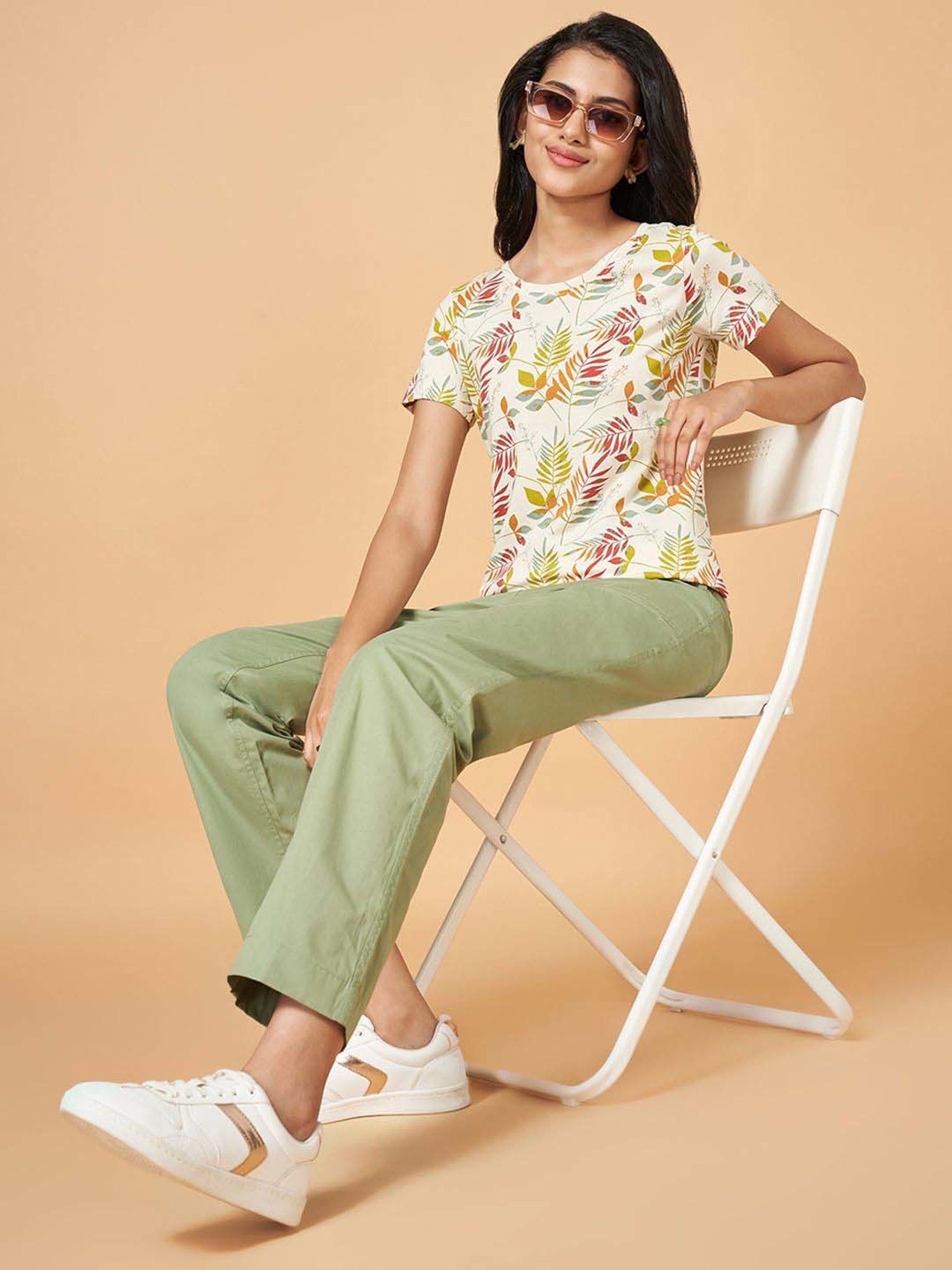 Honey by Pantaloons White Cotton Printed T-Shirt