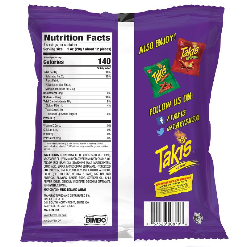 Barcel Takis Fuego Hot Chili Pepper & Lime Tortilla Chips - 4oz