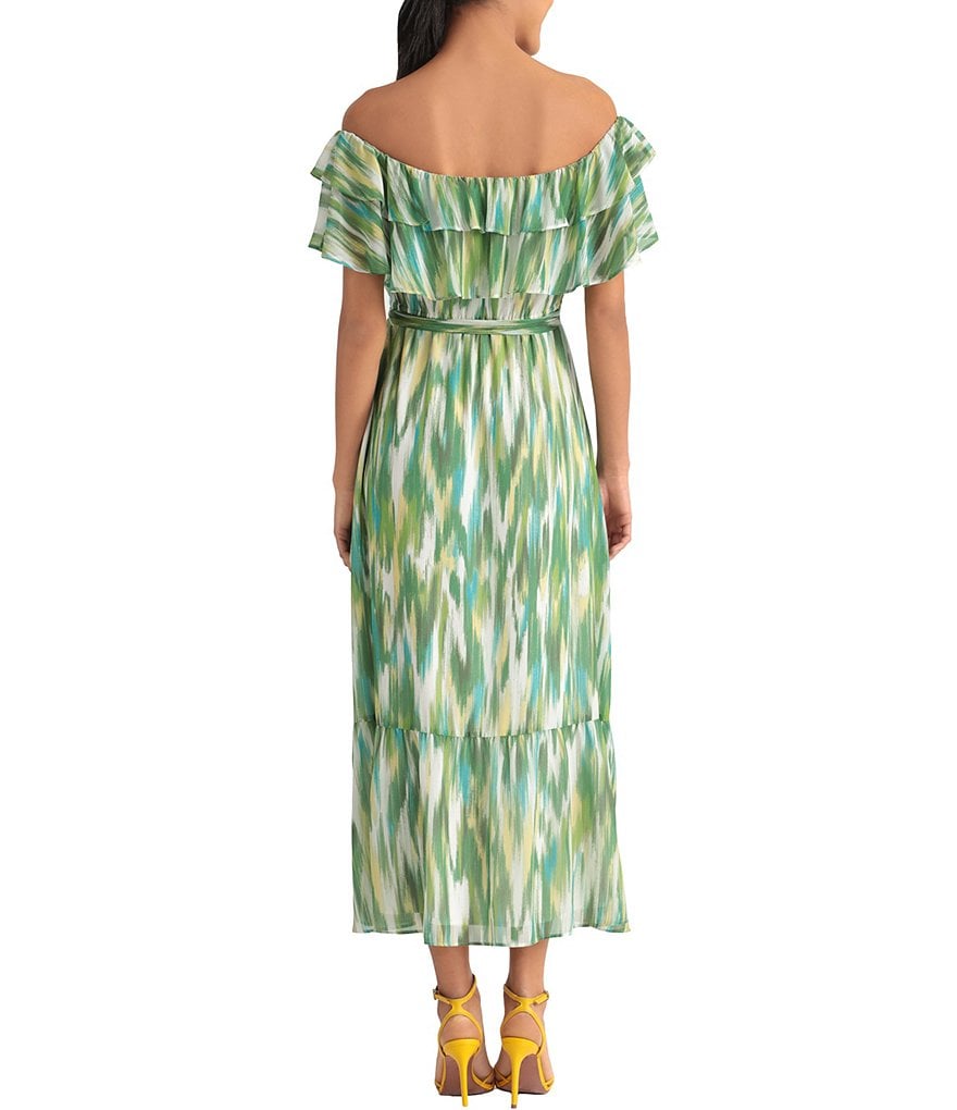 Donna Morgan Off-the-Shoulder Ikat Maxi Dress