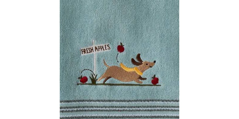 2pc Dog With Apples Hand Towel Set Aqua - SKL Home