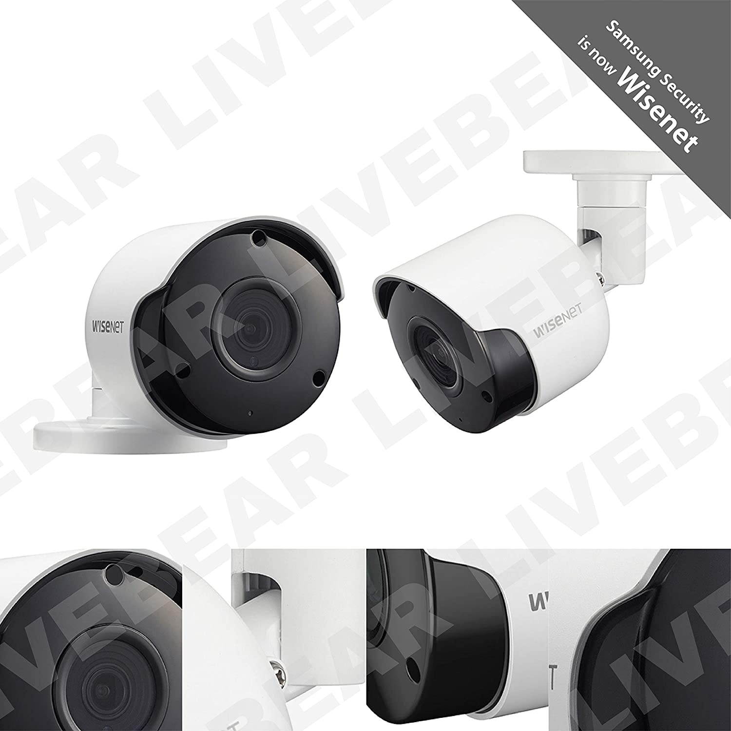 Wisenet SDC-89445BF 5MP CCTV Surveillance Weatherproof Bullet Security Camera 82ft IR Distance Plastic Housing 3.6mm Lens 104&deg; Wide Angle (Five Pack)