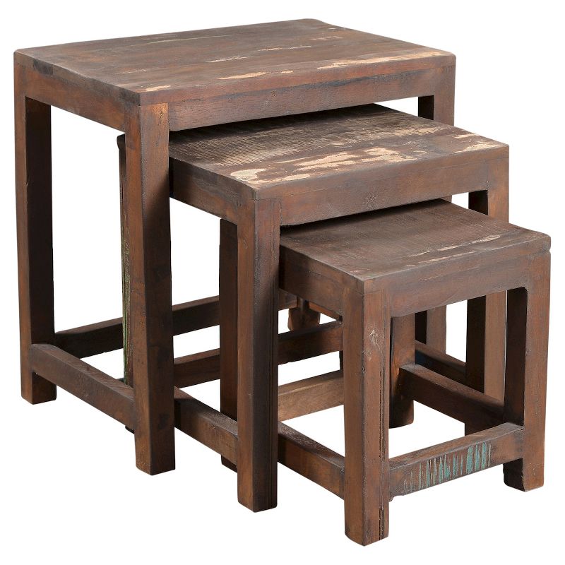 3pc Reclaimed Wood Nesting Tables Natural - Timbergirl