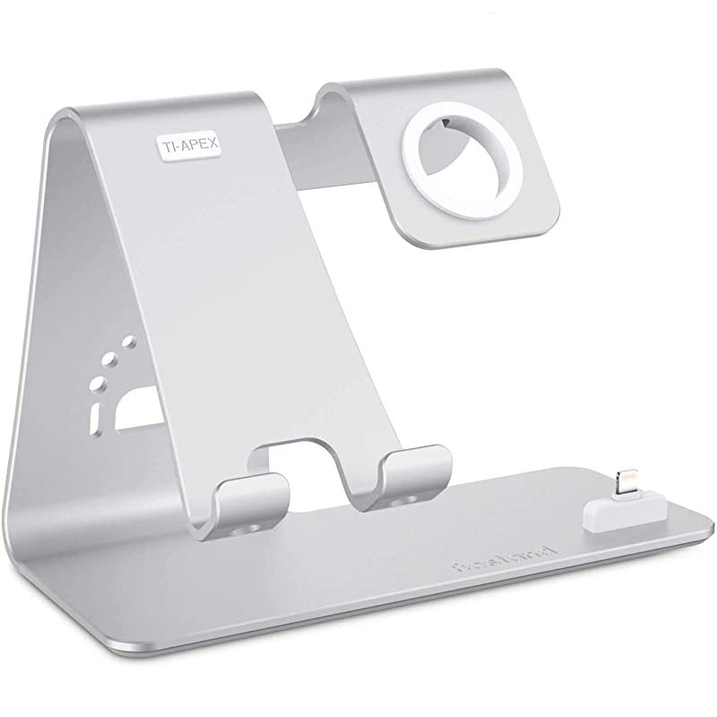 3 in 1 Apple iWatch Stand Airpods Charger Dock Phone Desktop Tablet Holder for Airpods Apple Watch iPhone X8 Plus8 7 Plus iPad SilverPatenting Airpods Charging Case NOT Included