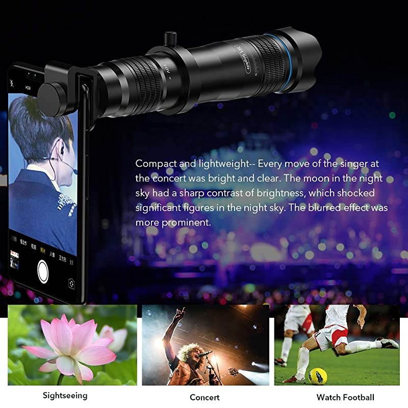 High Power 28x HD Phone Telephoto Lens with Remote Shutter Works with iPhone X/XR Samsung Pixel Android Any Smartphones