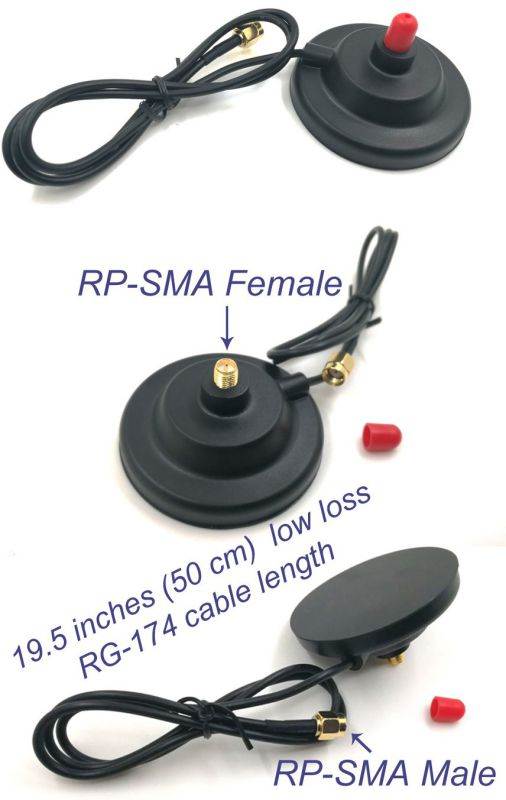 Dual Band Wi-Fi 9dbi Booster Long Range Omni Directional 2.4/5Ghz 802.11n/b/g Antenna with RP-SMA Male Connector on Magnetic Base (19,5"/50cm RG174 Coaxial Cable)