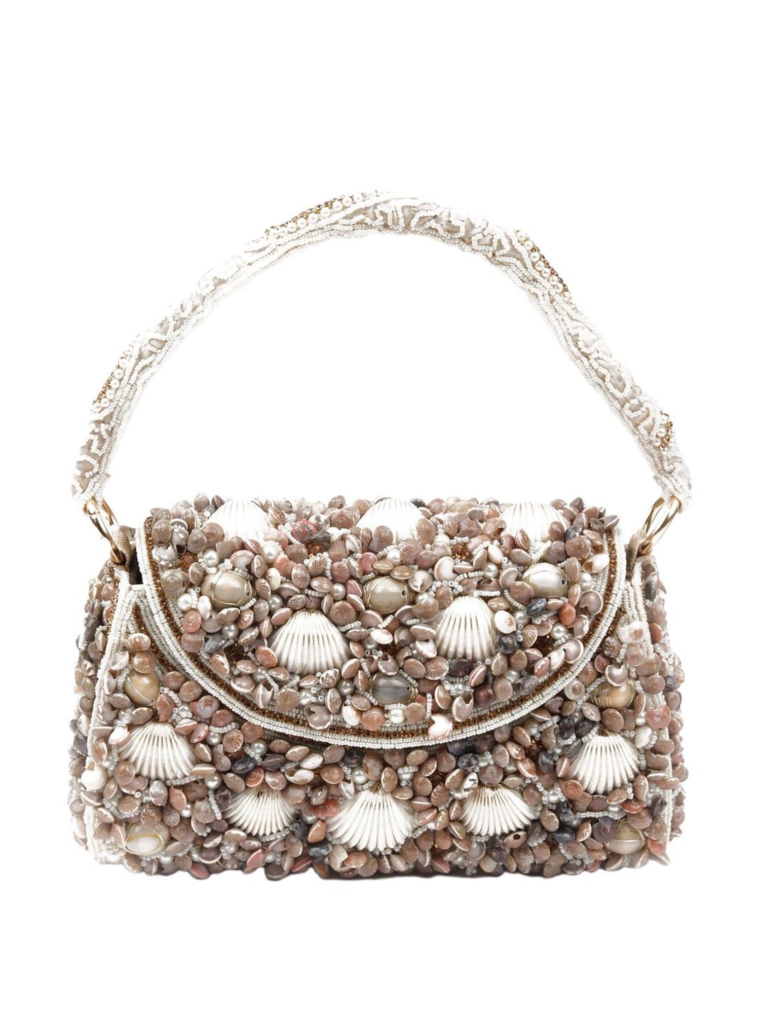 Odette Brown Embellished Handbag
