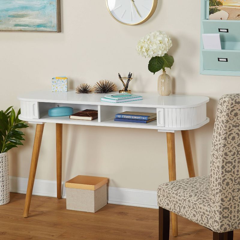 Edie Desk - White/Walnut - Buylateral