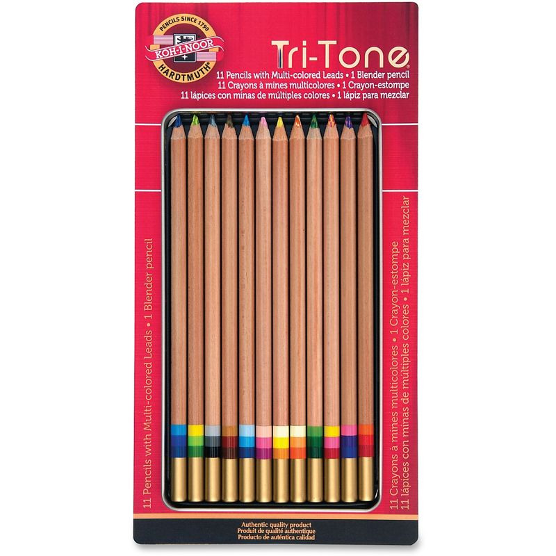 Koh-I-Noor Tri-Tone Multicolored Pencils 12/ST Multi FA33TIN12BC