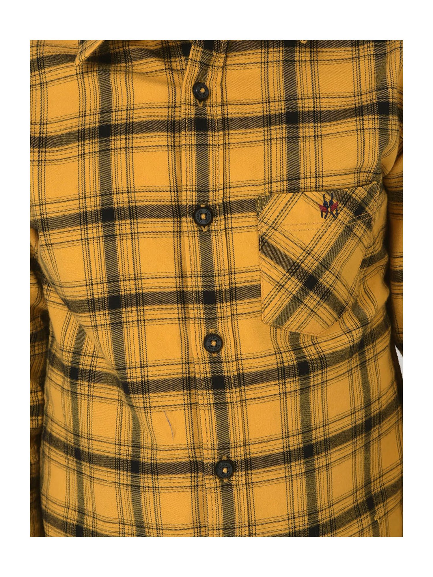 Crimsoune Club Kids Mustard Checks Full Sleeves Shirt