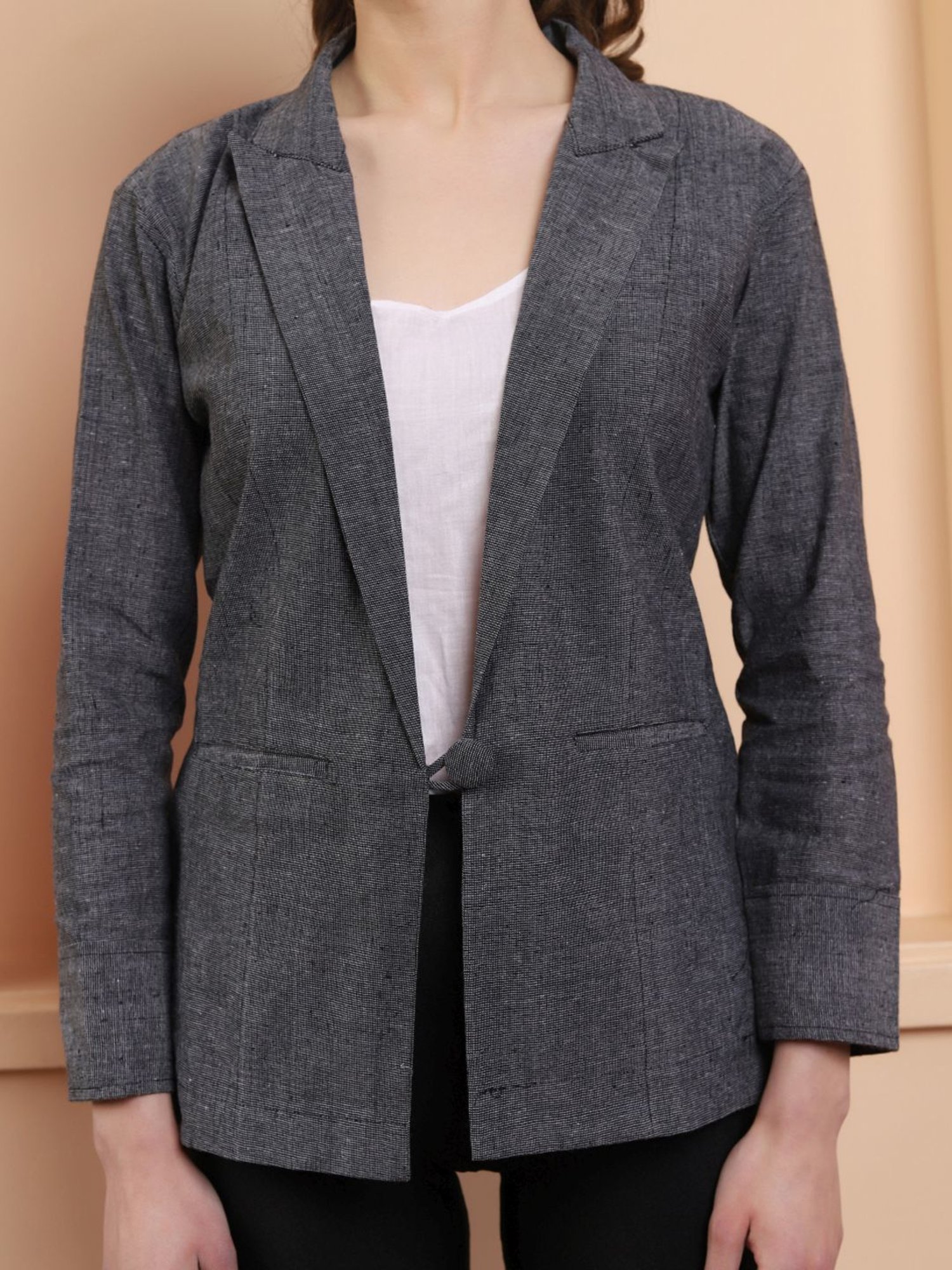 SHADES Grey Pure Cotton Handloom Blazer