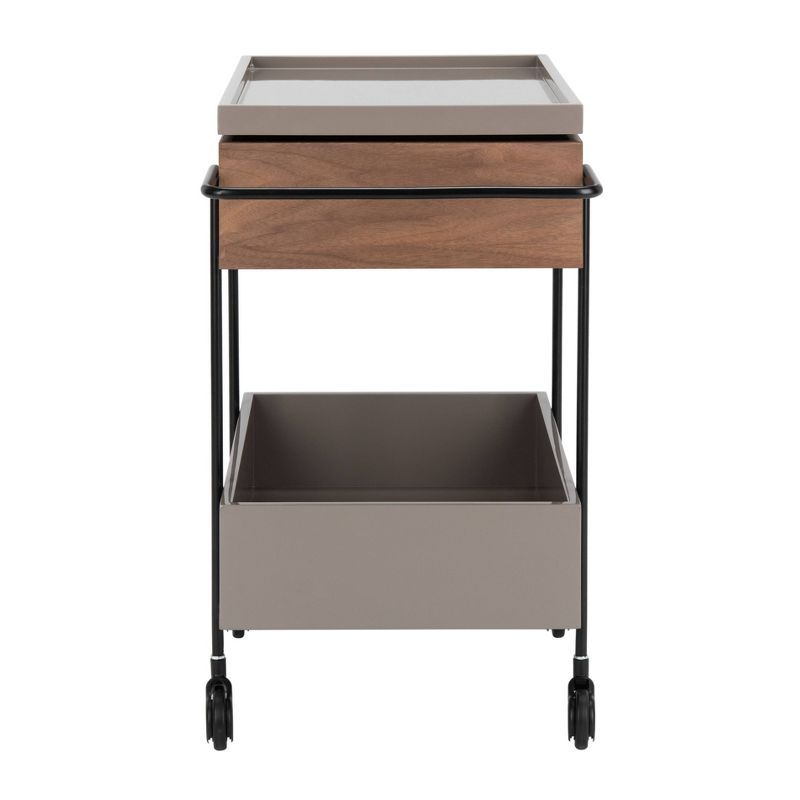 Scout Tray Bar Cart Walnut/Gray/Black - Safavieh