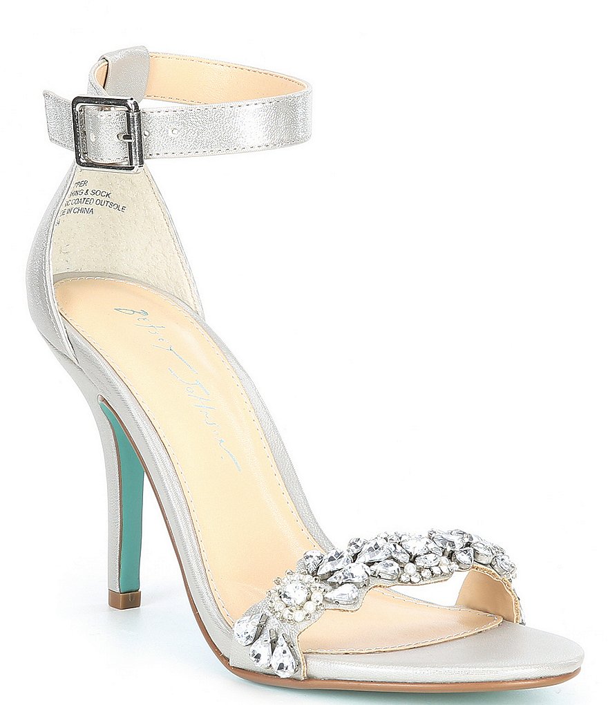 Blue by Betsey Johnson Erin Rhinestone Embellished Ankle Strap Dress Sandals