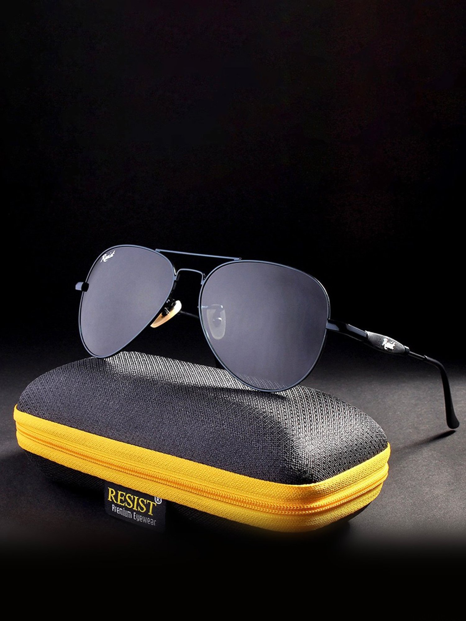 Resist Eyewear Black Aviator UV Protection Unisex Sunglasses