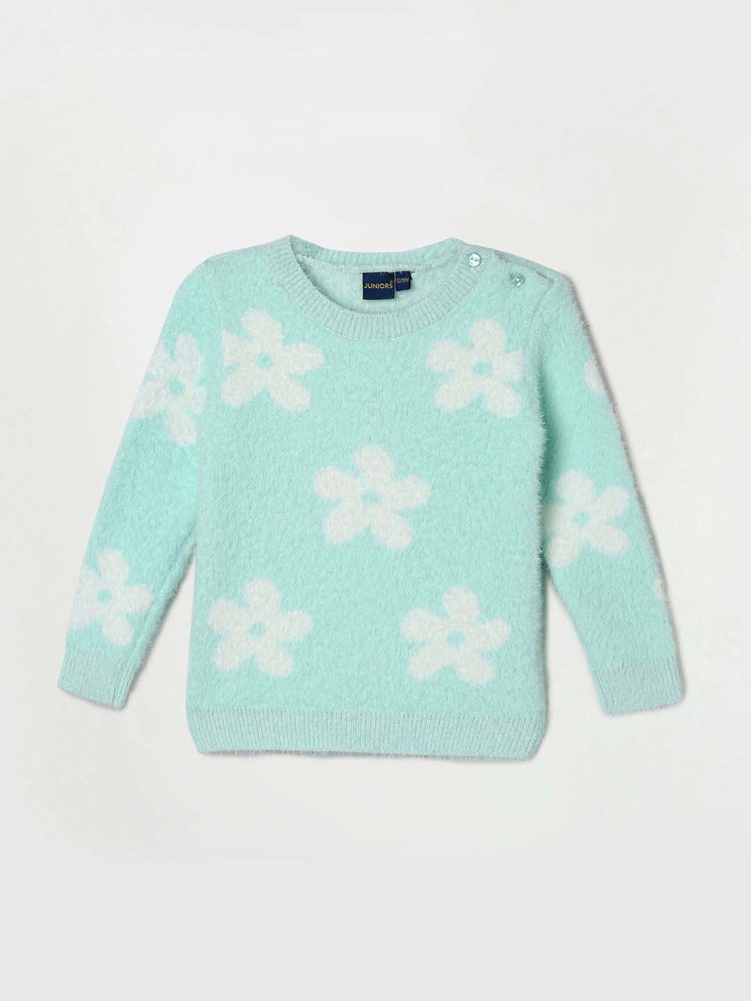 Juniors by Lifestyle Kids Mint Blue Printed Full Sleeves Sweater