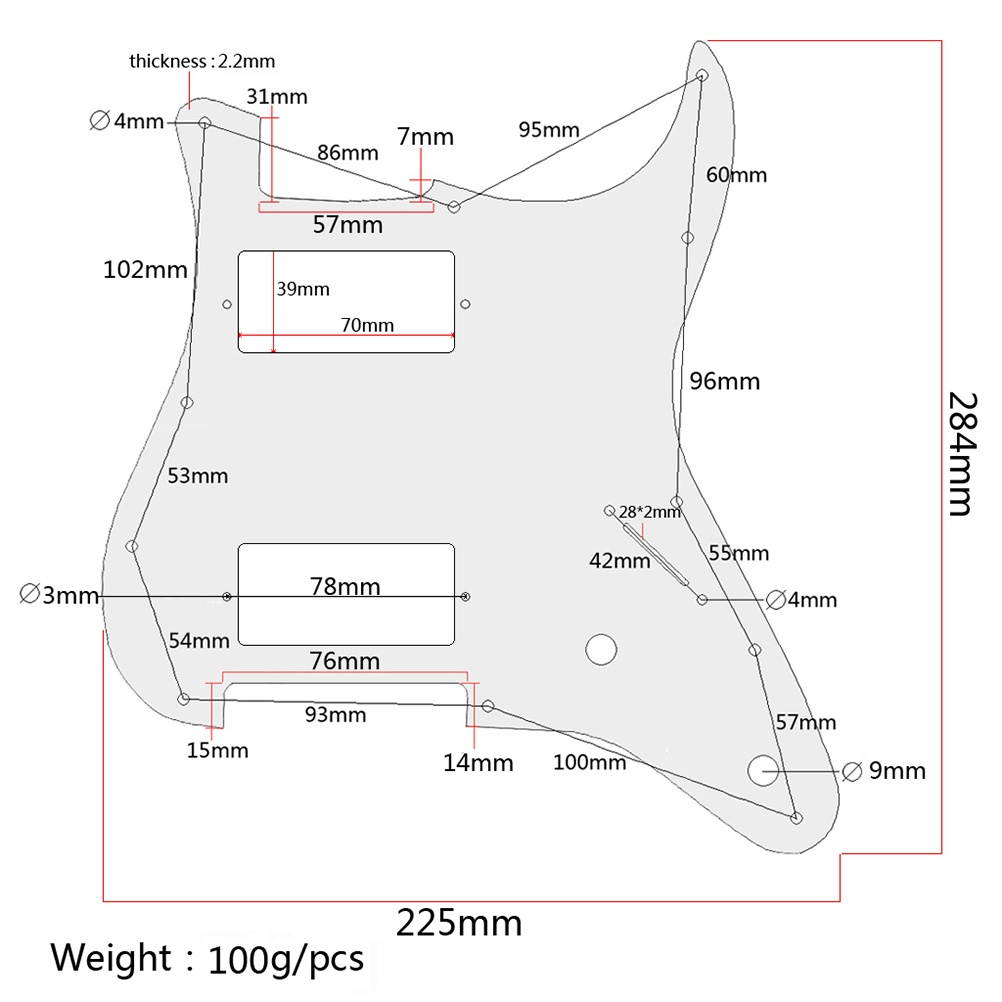 Electric Guitar Pickguard 2 Control Humbucker Holes Plastic Guitar Cover Protector