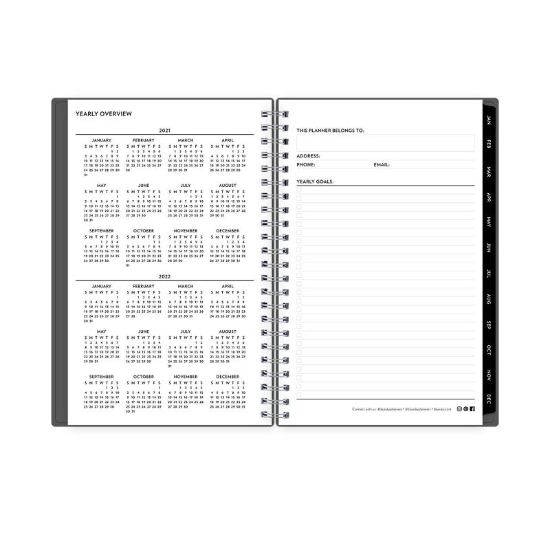 2021 Planner 5" x 8" Plastic Daily/Monthly Wirebound Charcoal - Blue Sky